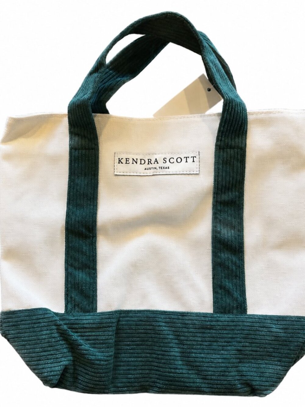 Kendra Scott Mini Canvas Boat Tote Forest Green Corduroy Bag